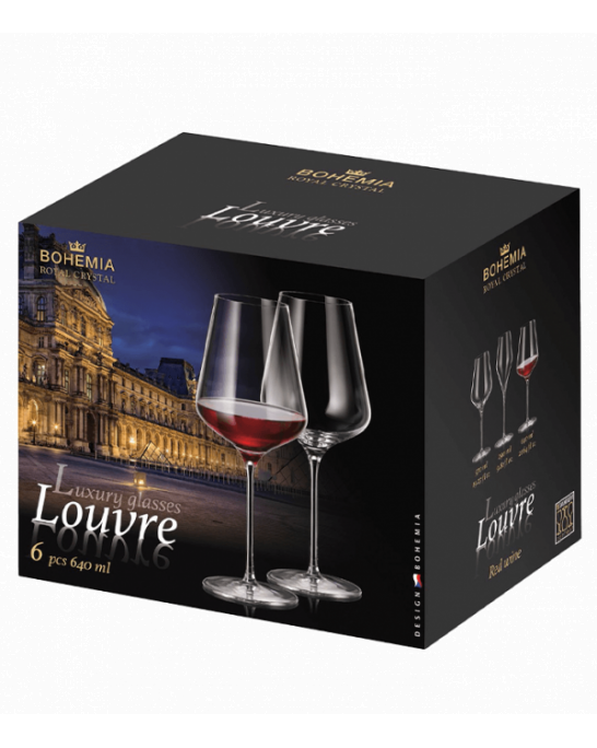 Комплект от 6 чаши за червено вино Bohemia Crystal Louvre 640 мл