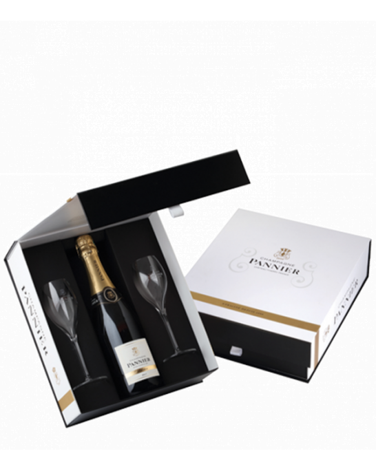 Gift box Pannier for one bottle plus two glasses