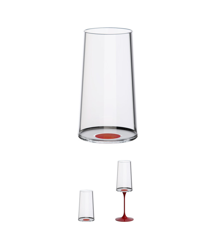 Висока чаша Flute Split Glass tumbler червена 2 бр.