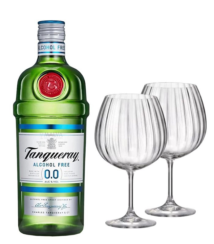 Tanqueray 0% Alcohol-Free Gin + 2 Bohemia GIN Glasses