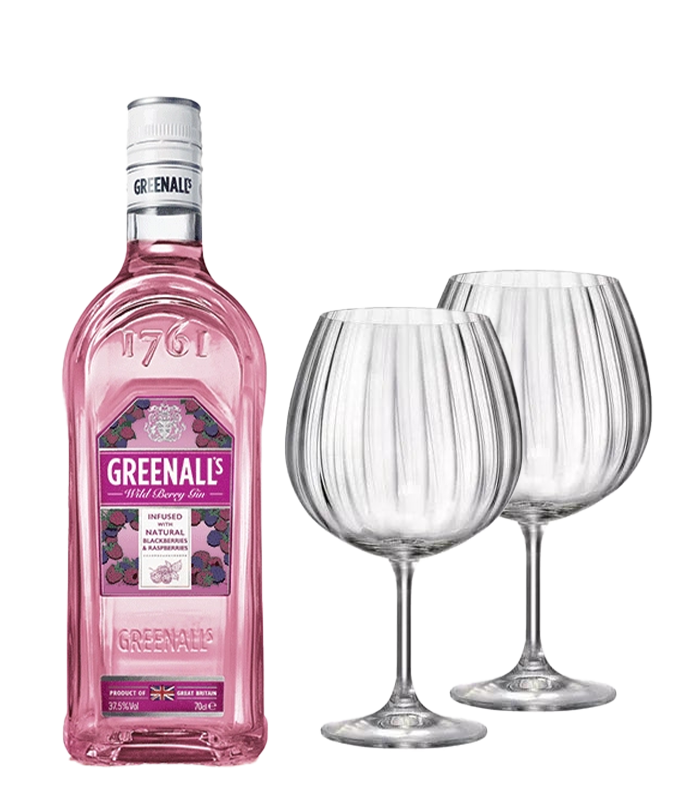 Джин Грийналс Горски Плодове 0.7л +  2 бр. чаши Bohemia GIN