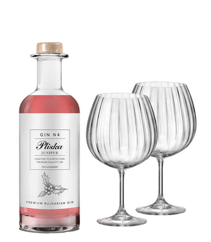 Pliska Gin No.4 + 2 Bohemia GIN Glasses