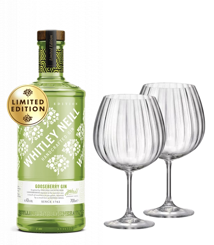 Whitley Neill Gooseberry Gin 43% + 2 Bohemia GIN Glasses