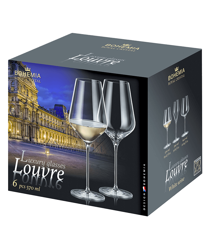 Set of 6 white wine glasses Bohemia Crystal Louvre 570 ml