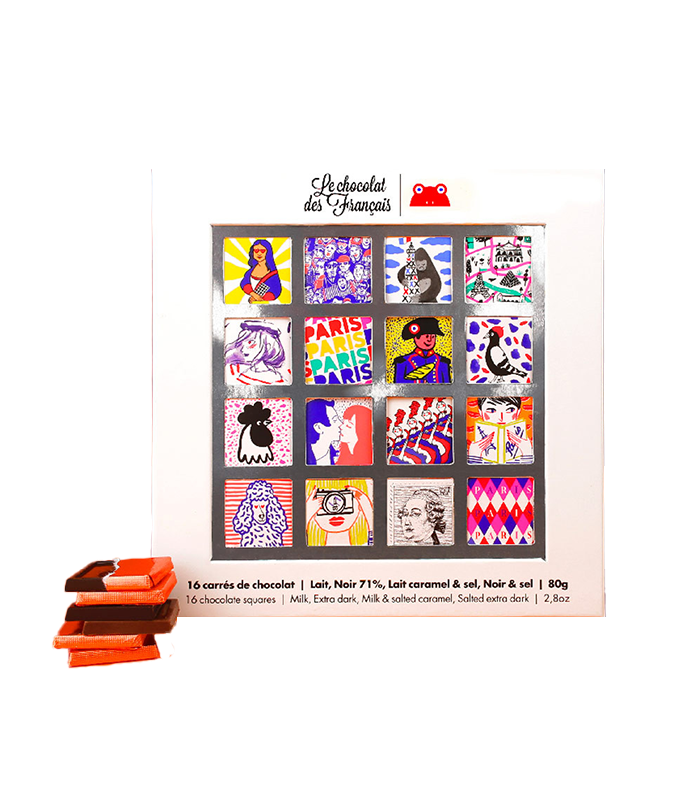 Paris Box of 16 chocolate squares 4 recipes