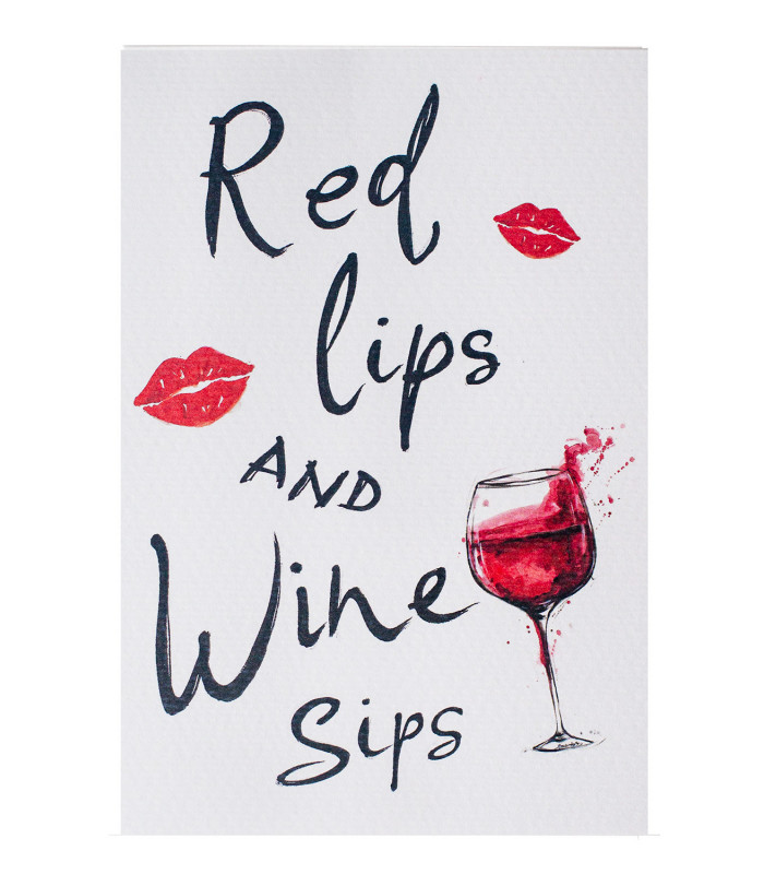 Giftcard Red Lips & Wine Sips