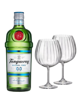 Tanqueray 0% Alcohol-Free Gin + 2 Bohemia GIN Glasses