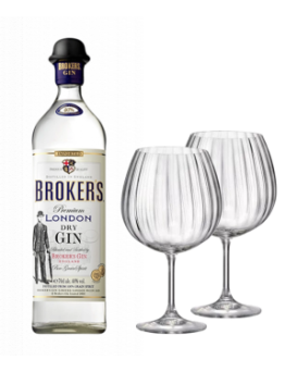 Brokers Gin 0.7L 40% + 2 Bohemia GIN Glasses