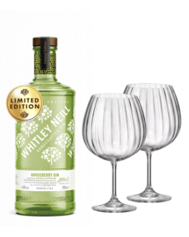 Whitley Neill Gooseberry Gin 43% + 2 Bohemia GIN Glasses